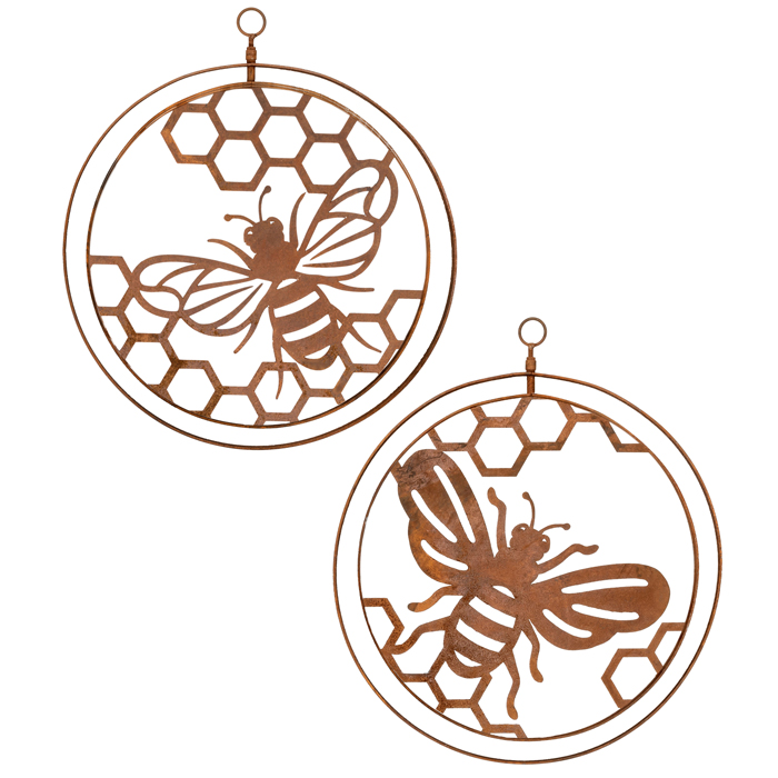 Hanging Ornament - Bee Double Ring - Metal