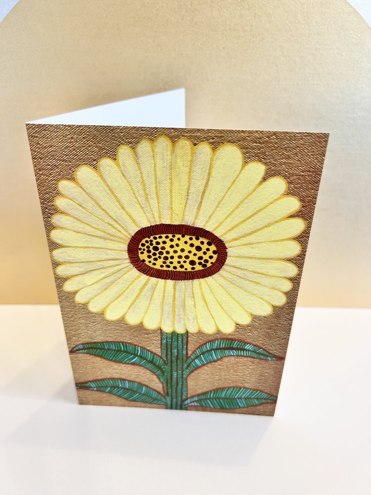 Greeting Card Louise Hamill Daisy With Gold Background Guildford