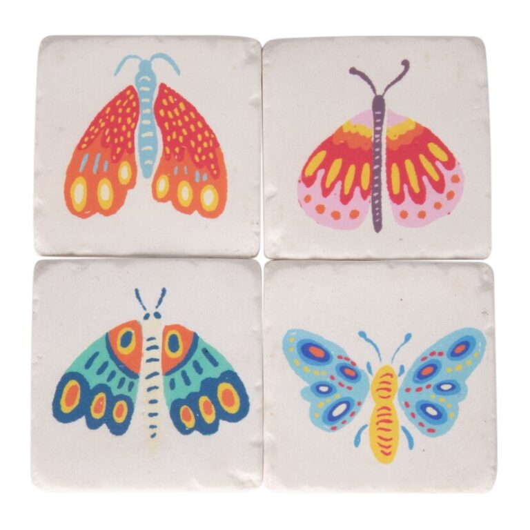Coaster Set - Bright Butterfly - Resin