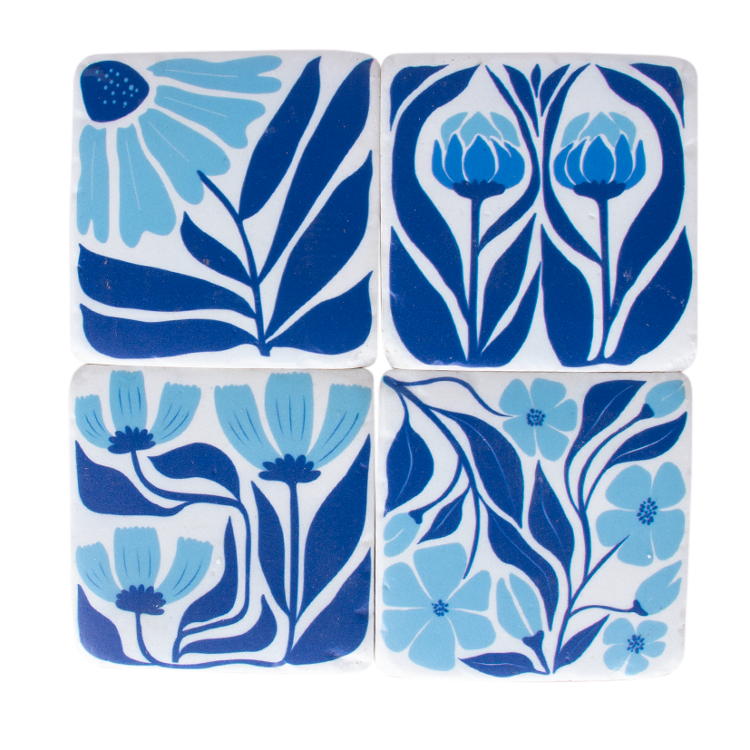 Coaster Set Blue Resin Guildford Garden Centre
