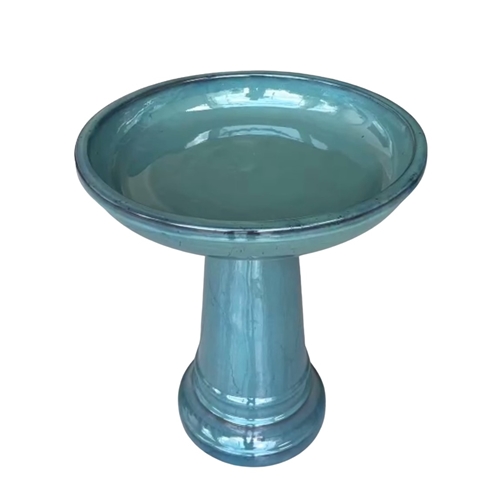 Birdbath - Glazed Aqua - Ceramic