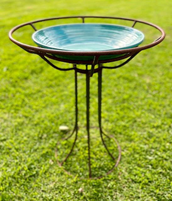 Birdbath - Pedestal - Steel and Ceramic