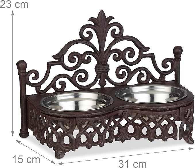 Dog Bowl - Double Bowl W/Stand - Cast Iron