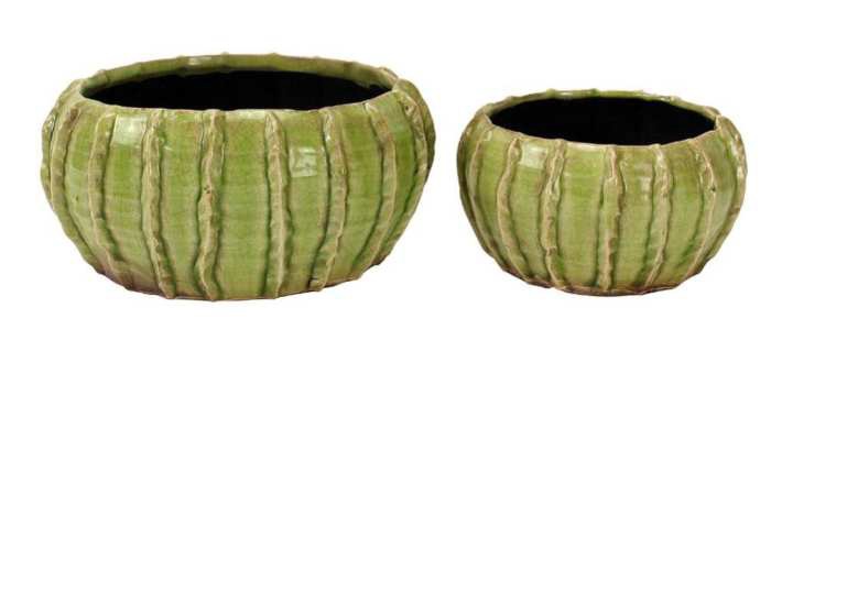 Pot - Ribbed Green Bowl - Ceramic - Guildford Garden Centre