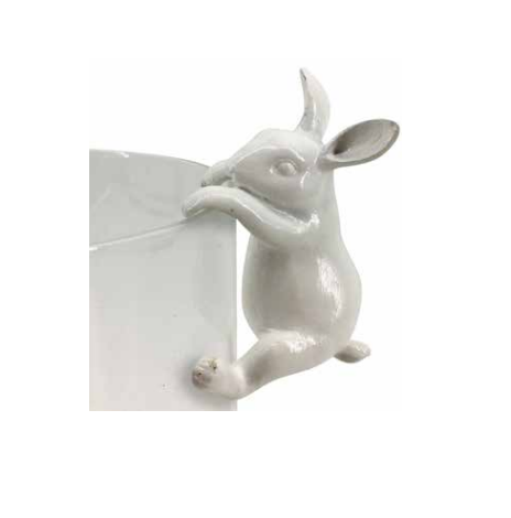 Pot Sitter - White Rabbit - Resin