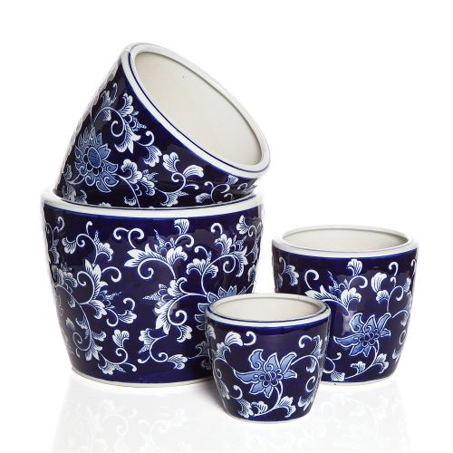 Pot - Blue & White Inverse - Ceramic