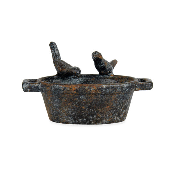 Garden Ornament - Birds On A Trough - Cast Iron
