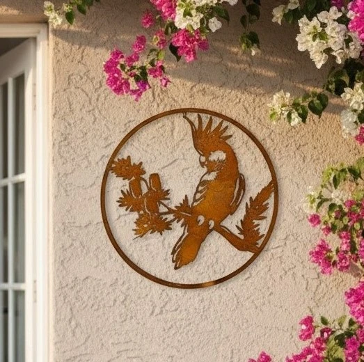 Wall Art - Rust Cockatoo - Metal - Image 2
