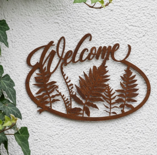 Wall Art - Fern Welcome Sign - Metal