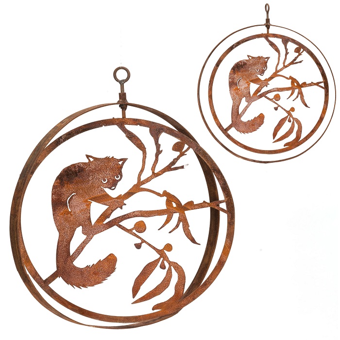 Hanging Ornament - Brushtail Possum Double Ring - Metal